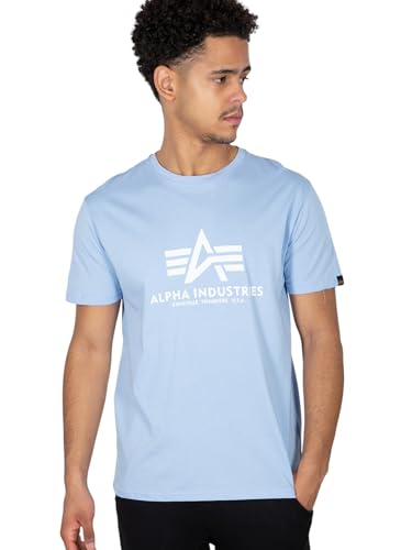 Alpha Industries Herren Basic Für T-Shirt, Light Blue, M EU – Ansicht 5
