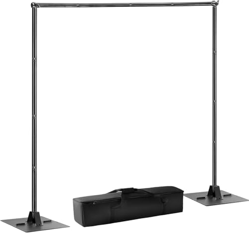 Heavy Duty Pipe and Drape Frame Kit 10x10ft Adjustable Height/Width Photography Background Support Poles All-Metal Construction Backdrop Stand for Party, Birthday, Wedding - Black