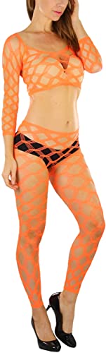 Image of ToBeInStyle Women's Spandex Multi Net Fishnet Set Rave Novelty Party Crop Top & Tights