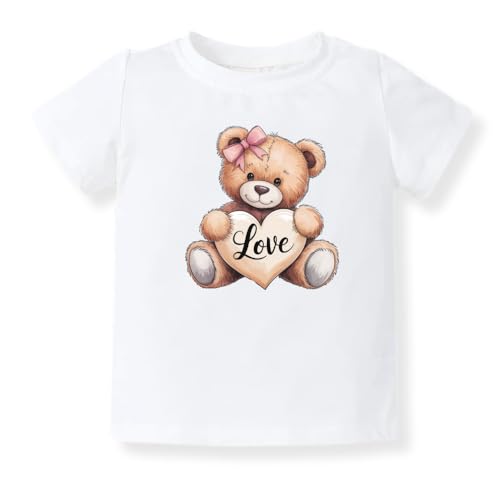 Love Teddy Bear Baby Bodysuit, Kids & Toddler T-Shirt Tee for Girls Baby Shower Cozy and Cute Outfit