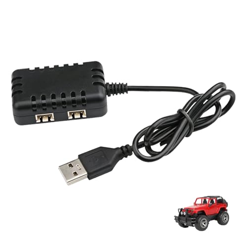Chargeur Lipo 7.4V USB pour Batterie RC 2S, Chargeur XH-3P avec Connecteur 2 en 1 Compatible avec SCX24 SCX10 Drones Voitures RC Bateaux Quadricoptères,...