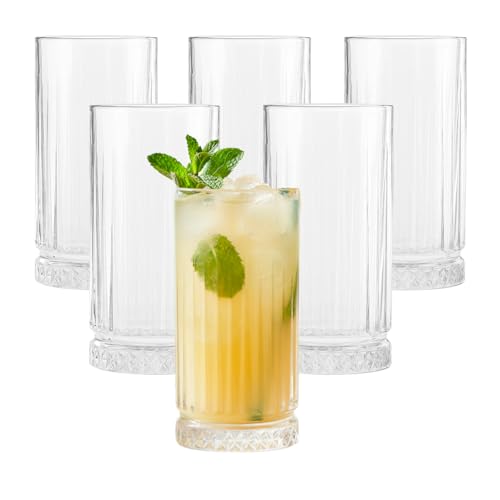 Jogo com 6 Copos de Vidro Slam 460ml – Copos Altos para Água, Suco, Drinks e Refrigerante – Vidro Grosso e Elegante