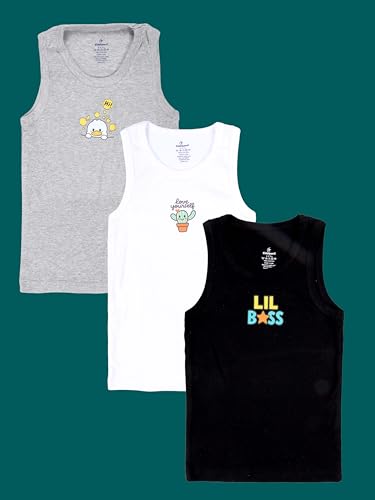 Image of KiddoPanti Boys 100% Cotton Rib Vest Pack of 3