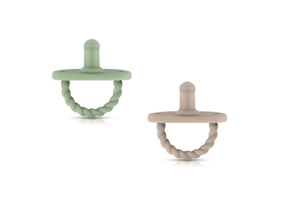 Image of Sweetie Pacifier Soother Baby Silicone Baby Pacifier Soft Silicone Certified BPA Free Set of 2 (Light Green - Light Brown)