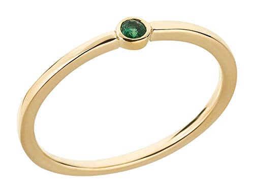 Ardeo Aurum Damenring aus 375 Gold Gelbgold mit natürlichem Smaragd grün im Solitär-Stil schmal Vorsteckring Gr. 56 Cover