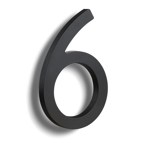 HASWARE Números de casa de ABS elegantes de 6 pulgadas, diseño elegante negro, duradero y fácil de instalar (negro, 6)