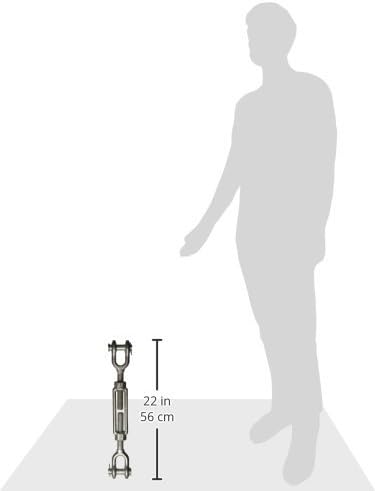 Indusco TB001IM12 Hot Dipped Drop Forged Galvanized Steel Jaw and Jaw Turnbuckle, 10000 lbs Working Load Limit, 1" Threaded Diameter x 6" Take Up, 20-5/8" Length