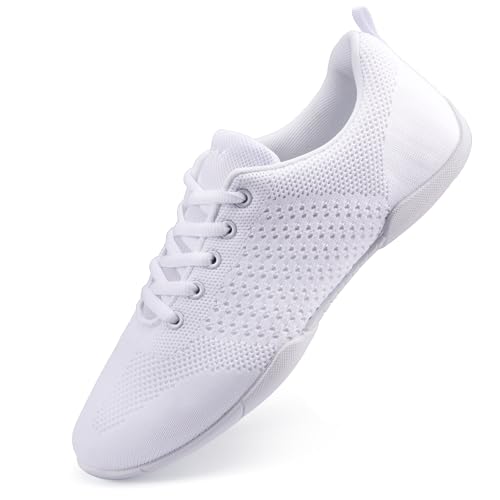 DWBH White Cheer Shoes for Youth Girls Women Cheerleading Shoe Tennis Athletic Training Sneakers 6M