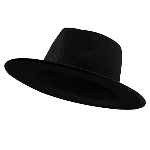Image of jingsha Fedora Hats for Men & Women Wide Brim Fedora Felt Panama Hat Men's Dress Hats with Belt Buckle