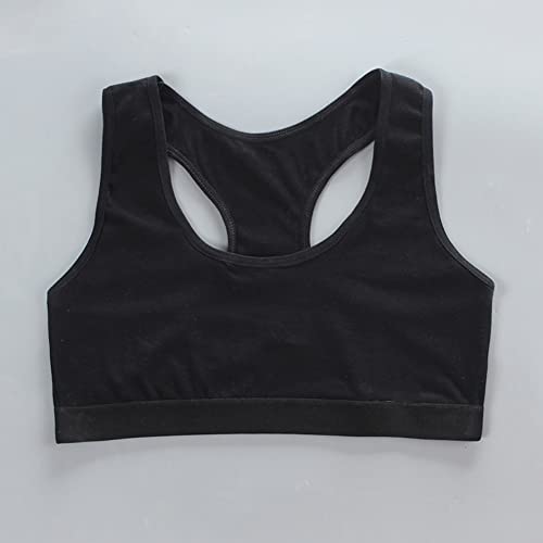 ikasus Girls Everyday Bra Students Sports Bra Cotton Breathable Bra Seamless Racerback Bralette Comfortable Soft Bras for Aged 9-14 Black3