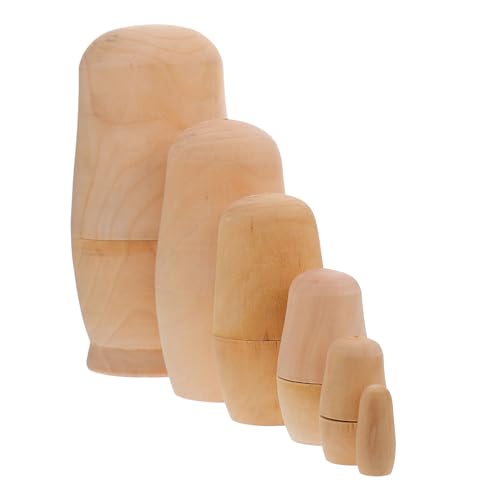 Abaodam Poupée Russe Matriochka en Bois 6 Couches, Base Vierge à Peindre DIY, Ensemble Poupées...