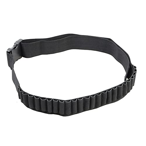 Cinturón táctico ajustable con 25 agujeros, 140 cm de largo, cinturón para munición de calibre 12/20 G para caza (agujero de bala con gran apertura)
