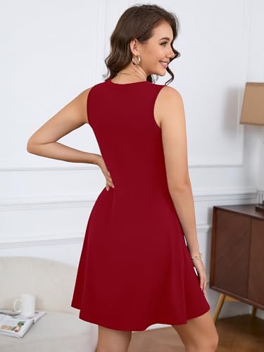 Image of KORSIS Tank Dress for Women Elegant T-Shirt Summer Soft Dresses Sleeveless Swing A Line Vacation Beach Sundress with Pockets