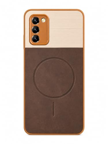 Image of Bintage Dual-Leather Mac Safe Design Phone Case| Soft Touch Finish | Full Camera Protectection Back Cover Compatible for Samsung A03s / M02s 4G - White & Choco Brown