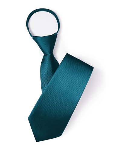 HISDERN Azul-Verde Corbata Ajustable Con Cremallera Para Hombre Corbata Nudo Preatado Con Cremallera De Color Liso Adecuado Para Ceremonias De Graduación Eventos Universitarios y Bodas De Negocios