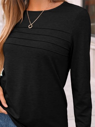 Foto de AUTOMET Camisas de manga larga para mujer, plisadas, elegantes, casuales, de negocios, a la moda, túnica básica (imagen 6)