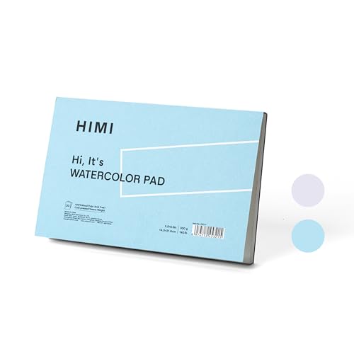 HIMI Watercolor Paper Pad, 5.5X8.5 20 Sheets, Mix Paper Pad, Side Wire Bound, Fine Texture, Watercolor Acrylic Painting Pad, Ink Sketchbook, Art Supplies Drawing Pad Gift (Blue)