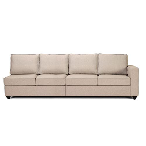 Image of Wakefit Sofa Set | 3 Year Warranty | Sofa 3 Seater, 3 Seater Sofa for Living Room, Wooden Sofa Set, 4 Seater + Left Aligned, Sofa for Living Room - Napper(Omega : Pearl)