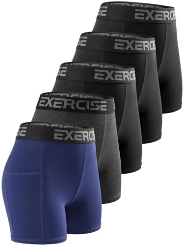 Attiqozi Damen Spandex Kompressionsshorts 5er-Pack