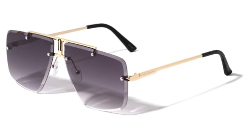 Luxury Elite Square Rimless Aviator Sunglasses