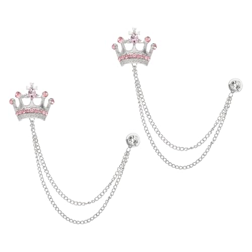Image of PATIKIL Crown Hanging Chain Brooch Pins, Rhinestone Suit Pins Fashion Crystal Lapel Pins