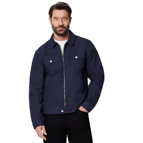 Amazon Essentials Men's Cotton Canvas Zip-Front Trucker Jacket, Navy, XX-Large