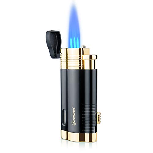Cigar Torch Lighter with Punch 3 Jet Torch Strong Flame Butane Refillbale Windproof Lighters Without Gas