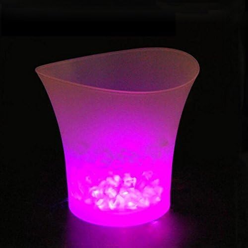 Miniatura 7 de SMETA Cubo de hielo LED de 5 litros de plástico colorido grande champán vino cubo de hielo al aire libre, varios colores cambiantes para