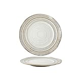 BODHIS Platos llanos irregulares roscados de cerámica de 19 cm, vajilla retro occidental para restaurante o cocina