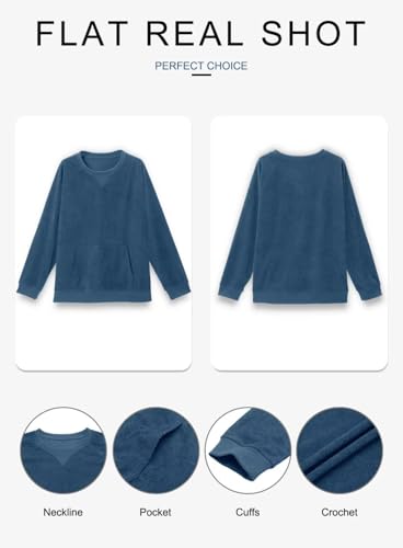 KISSMODA Women's Casual Long Sleeve Sweatshirt Color Block/Solid Crewneck Corduroy Pullover Cute Tops