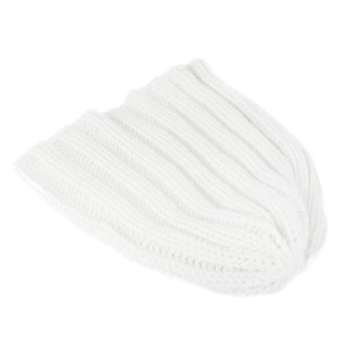 Warm Knitted Beanie Hat for Crochet Acrylic Fiber Cap Adorable White Design for Boys and Comfortable Durable Knit Hat for Cold Weather
