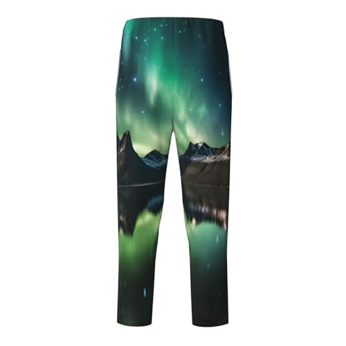 Galaxy Aurora Pajama Pants, Northern light Lounge Pants Comfy Soft Elastic Waist Sleepwear Bottoms with Pockets2