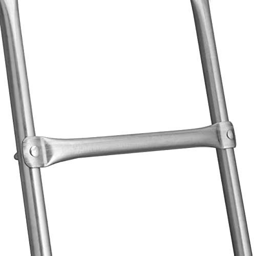 Relaxdays Trampolin Leiter, 76 cm, zum Einhängen, 2 Stufen, Einstiegsleiter Gartentrampolin, universal, Stahl, Silber