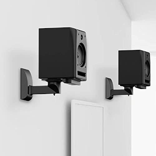 WALI Speaker Wall Mount, Dual Side Clamp Bookshelf Mount Bracket for Large Surround Sound Speakers, Up to 66 lbs (SWM201XL), 1 Pair, Black