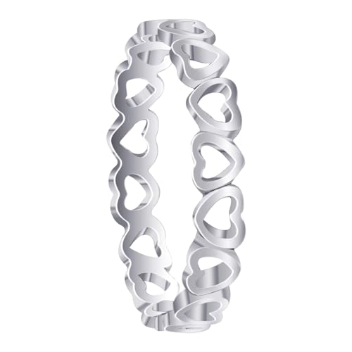 925 Sterling Silver Tiny Open Hearts Eternity Band Ring