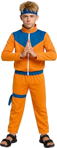 Déguisement de ninja orange classique adolescent costume cosplay fête thème