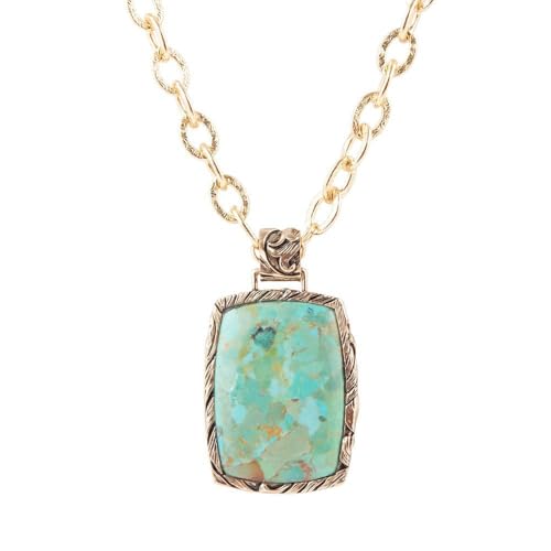 Barse Jewelry Jacquard Blue Turquoise Golden Pendant Necklace