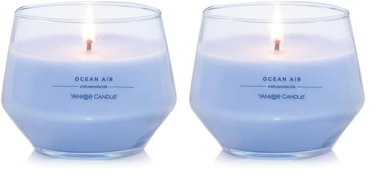 Yankee CandleStudio Medium Candle, Ocean Air, 10 oz: Long-Lasting, Essential-Oil Scented Soy Wax Blend Candle | 40-65 Hours of Burning Time (Pack of 2)