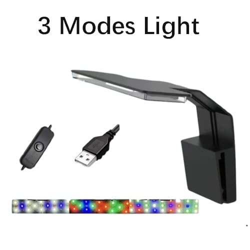 Image of Mini Clip On Fish Tank Light 7W Small Aquarium Light for 1 to 5 Gallon Nano Tanks USB Moving Lamp with White Red Blue Green LED (Adapter NOT Included)