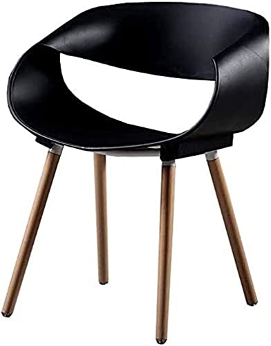 SJIALEN 1 Pcs Modern Kitchen Dining Chairs, Wood Legs Backrest Chair Dining Chairs Leisure Plastic Chair Office Meeting Chair Kitchen Chair (Color : Black, Size : 47x50x80cm)