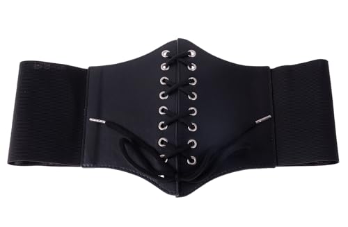 Women's Elastic Costume Waist Belt Lace-up Tied Waspie Corset Belts for Women4