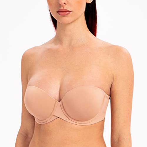 Image of MELENECA Women's Stay Put Padded Cup with Lift Underwire Push Up Strapless Bras