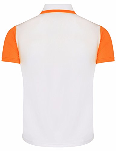 Bcpolo Men's Stretch Athletic Polo Shirt Raglan Short Sleeve Polo Shirt White-Orange-M (Asia-Xl) #TOP1