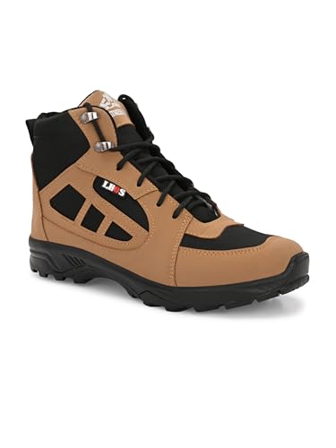 Image of Leo Fitness Waterproof Outdoor Trekking Boots | Black Hiking Boots with Cushioned Footbed, Anti-Slip Rubber Sole