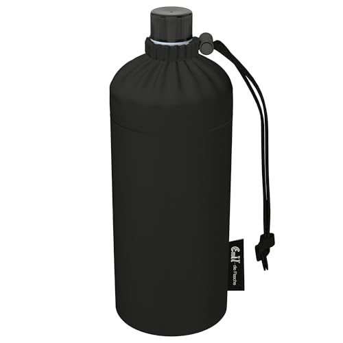 Emil Trinkflasche aus Glas für Mädchen & Jungen isolierte Glasflasche für Schule, Freizeit, Sport: Kinder & Eltern Standard unisex (Black, 0,6l)