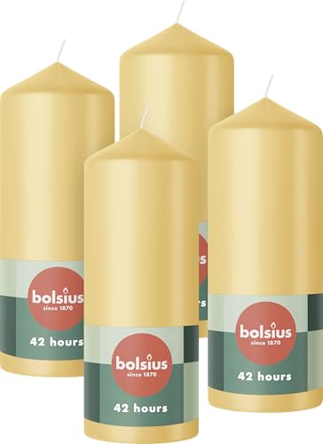 Bolsius Glatte Stumpenkerzen - Beige - 4 Stück - 15 x 6 cm -...