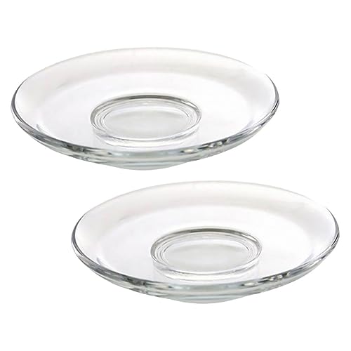 VALICLUD 2 piezas Platillos de Vidrio Transparentes Redondos Posavasos Ligeros y Resistentes para Tazas de Té para Uso Hogar Hotel y Restaurante Reutilizable