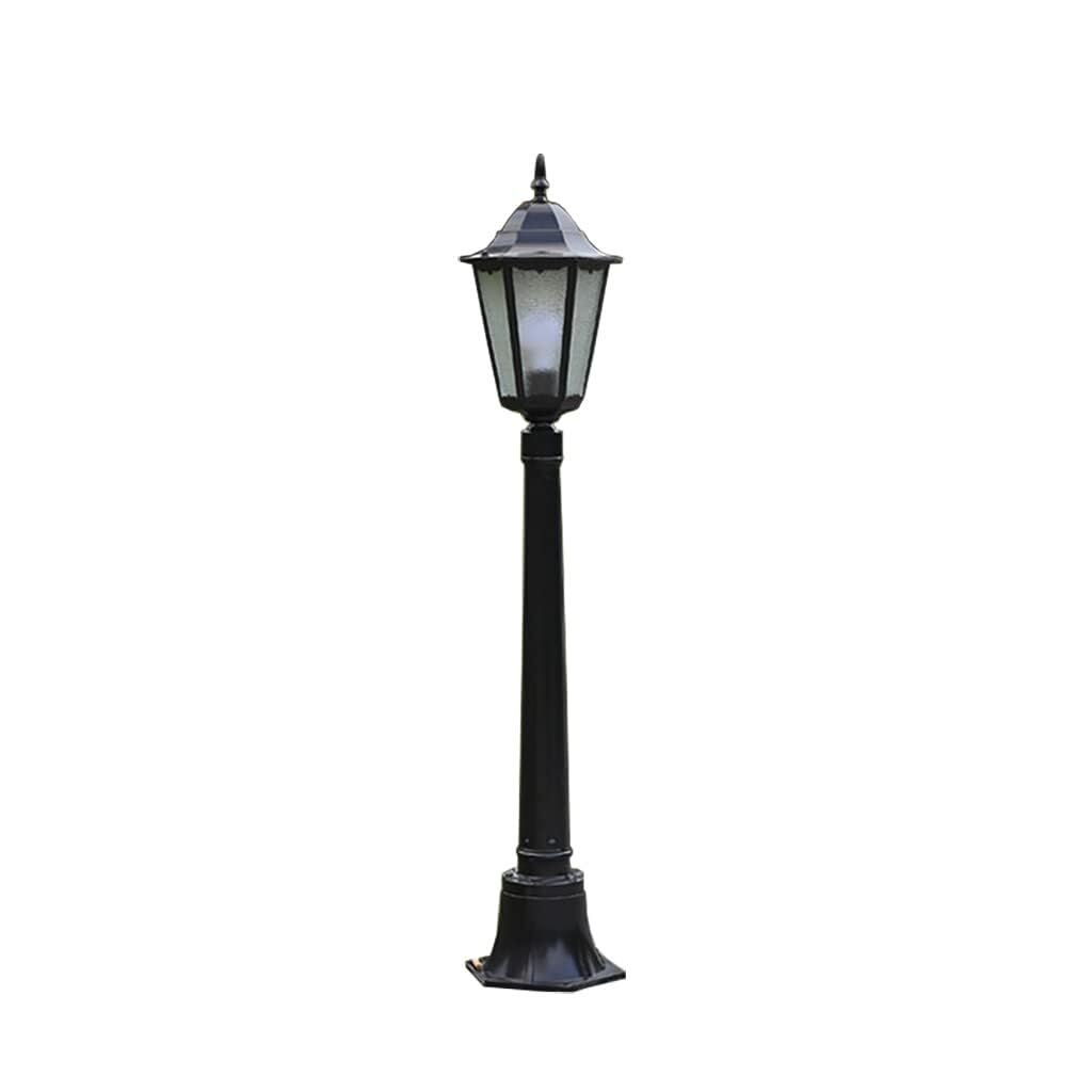 QUSYZD Outdoor Street Light,Vintage Street Post Light Black,Aluminum + Patterned Glass, Waterproof Ip55,Landscape Lighting,Waterproof Street Light for Backyard, Garden, Drivewa,110cm