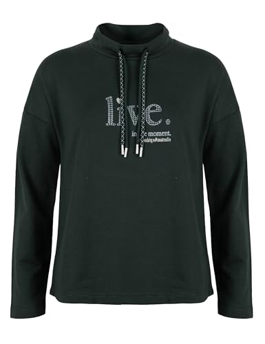 ROADSIGN australia Damen Langarmshirt mit Stickerei und Kordelzug für individuelle Freizeitoutfits grün, XL