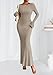 PRETTYGARDEN Women's Fall Fashion 2026 Long Sleeve Maxi Dress Ribbed Knit Boat Neck Bodycon Casual Dresses Going Out Outfits (Apricot,Medium)